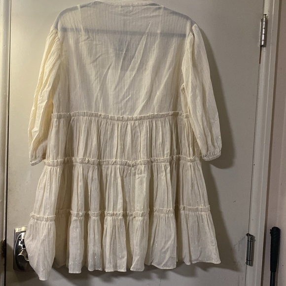 NWT Network Mini Dress, Size 38 EU M-10 US Color ivory-metallic gold stripes - Picture 4 of 13